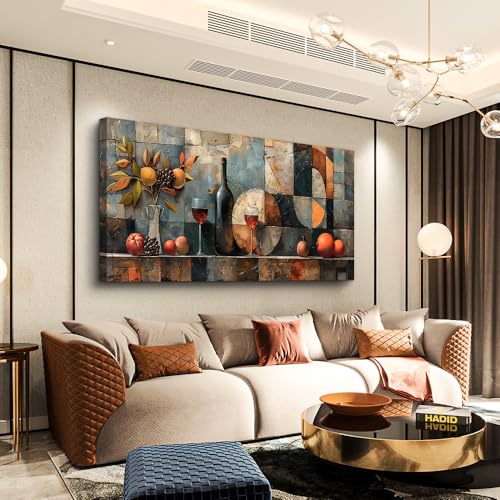 Large Canvas Wall Decor For Kitchen Wall Art For Living Room Dining Room Decorations Wine Glass Painting Still Life Abstract Picture Artwork Pub Wall Mural Posters Home Decor 24"x48"
