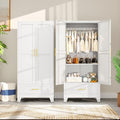 Metal Armoire Wardrobe Closet with Drawers