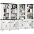 72in Tall Bookshelf 7 Tier Bookcase with Drawer and Barn Doors and Adjustable Shelves (4 Count)