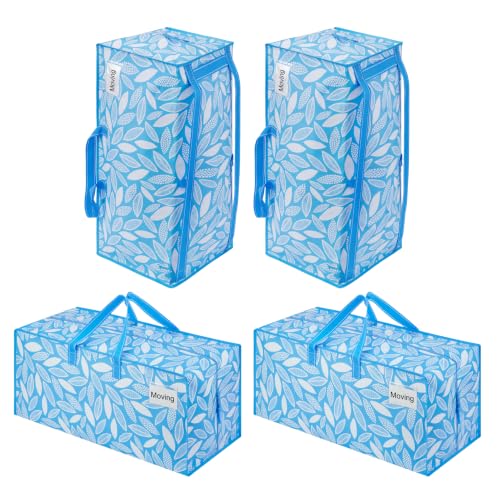 4 Pack Heavy Duty Moving Bags with Backpack Straps (4 Count)