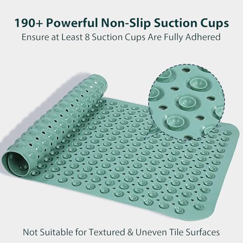 Non Slip Bathtub Mat Bath Shower Mat Mars Green 17"x30" Standard