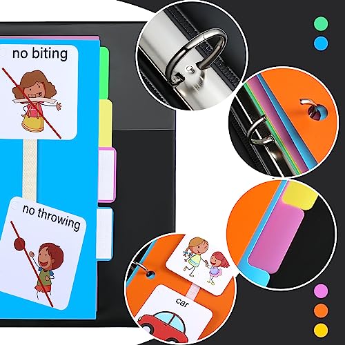 246 Pcs Communication Book Small Tools for Visual Schedule Picture Cards Include 3 Ring Binder Dividers 100 Adhesive Labels 5 Card Dividers for Kids ADHD