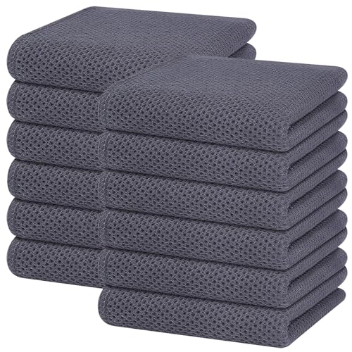 100% Cotton Waffle Weave Kitchen Dish Towels 12 (12 Count)