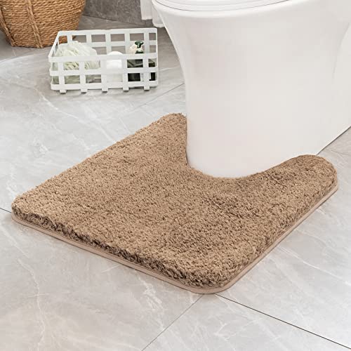 Light Brown Microfiber Toilet Bath Rug U