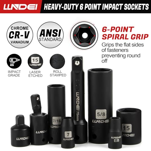1/4 & 3/8" Drive Impact Socket Set 186Pcs SAE/Metric (186 Count)