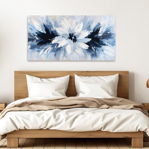 Abstract Canvas Wall Art Decor Blue White Flower Wall Art Prints 20" X 40"