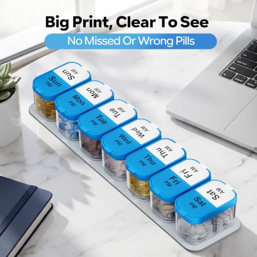 Extra Large Weekly Pill Organizer 2 Times A Day AM PM