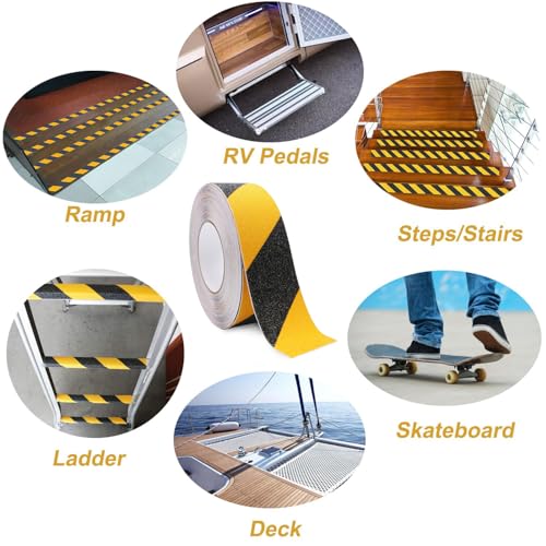 Anti Slip Safety Grip Tape 2 Inch x 60 Ft Heavy Duty Black & Yellow - Bel Marant