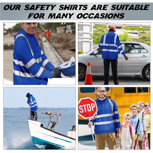 4 Pcs Reflective Safety T Shirt High Visibility Work Shirts with Hood Sun Protection Construction (4 Count)