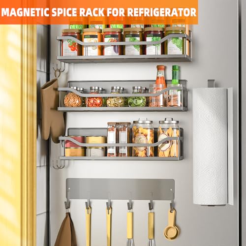 5 Pack Multifunctional Magnetic Shelves for Refrigerator Spice Rack & Washing Machine Organize (5 Count)