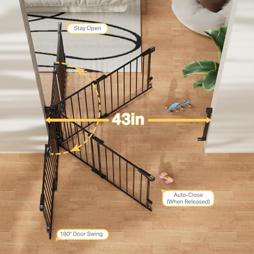 34" Extra Tall No Bottom Bar Baby Gate for Stairs