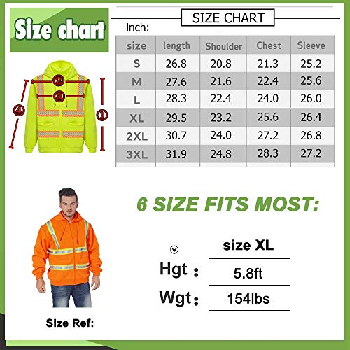 High Visibility Reflective Safety Hoodie Jacket With Removable Sleeves Hi Vis Outdoor Protective Workwear Unisex