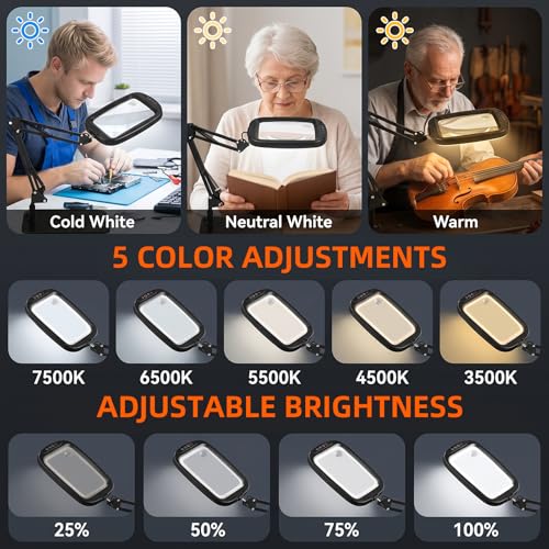 10X 30X Extra Large Magnifying Glass with Light and Stand 7