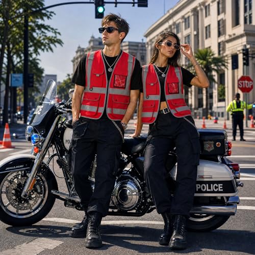 8 Pockets High Visibility Class 2 Reflective Safety Vest for Men & Women Meets ANSI Standards