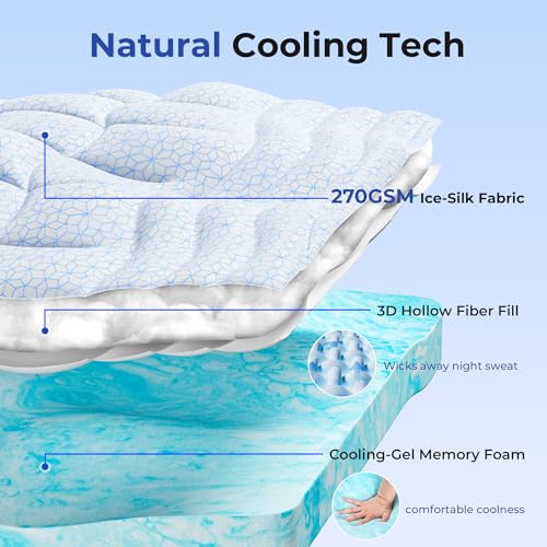 Dual Layer 4 Inch Cooling Memory Foam Mattress Topper King Size