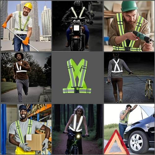 8pc Heavy Duty 2'' Hi Vis Safety Straps Reflective Running Vest XXL