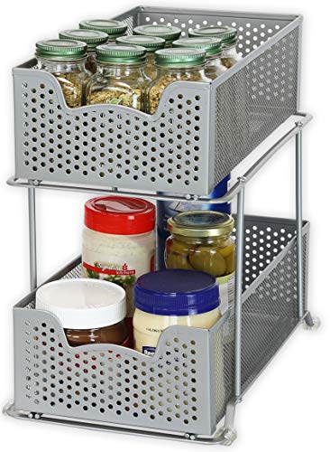 2 Tier Sliding Cabinet Basket Organizer Drawer (2 Count)
