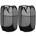 Deluxe Strong Mesh Pop up Laundry Hamper Basket with Side Pocket Foldable Hamper for Laundry Room