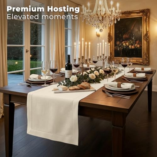 Signature Linen™ by D'Moksha Ivory Table Runner 90 Inches Long