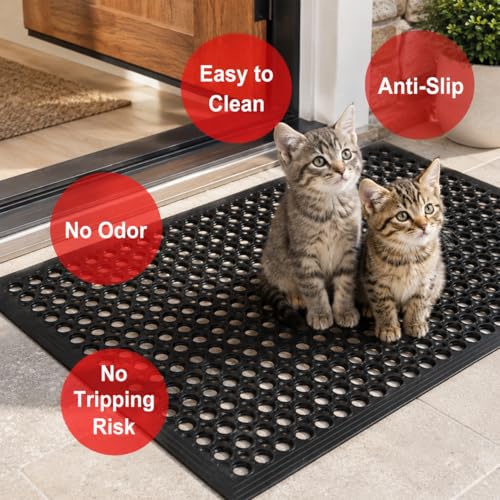 4 Pack 36"x24" inch Entrance Rubber Drainage Floor Mats (4 Count)