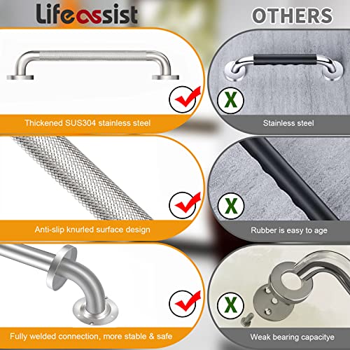 2 Pack 18 inch Shower Grab Bar with Knurled Anti