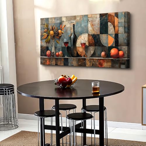 Large Canvas Wall Art For Kitchen Wall Decor For Living Room Restaurant Pub Decorations Wine Glass Wall Painting Still Life Abstract Pictures Artwork Dining Mural Posters Decor 30"x60"