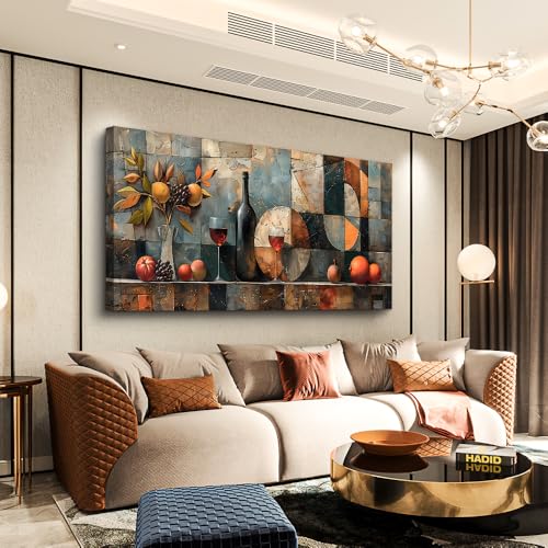 Large Canvas Wall Art For Kitchen Wall Decor For Living Room Restaurant Pub Decorations Wine Glass Wall Painting Still Life Abstract Pictures Artwork Dining Mural Posters Decor 30"x60"