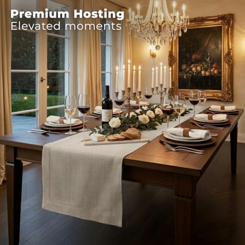 Signature Linen™ by D'Moksha Natural Table Runner 48 Inches