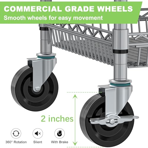3 Tier Rolling Utility Metal Carts with Wheels Heavy Duty Cart 750Lbs