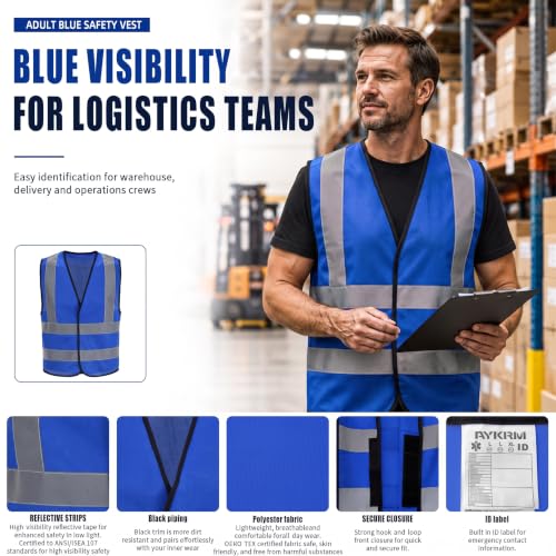 Custom Text 4XL 5XL Blue Hi Vis Safety Vest