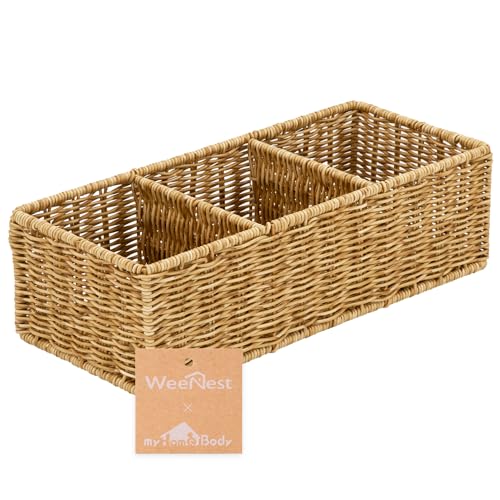 Wicker Basket With 3 Compartments