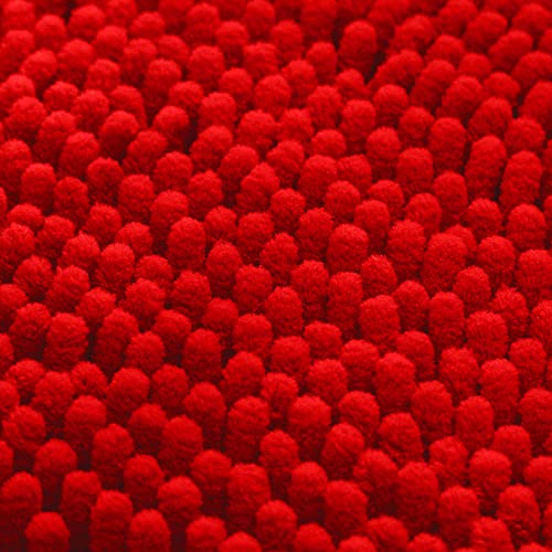 Red Chenille Bathroom Rugs Set of 3 (3 Count)