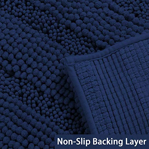 Bath Rug Runner for Bathroom 59inx 20in Extra Large Navy Blue Striped Bath Mat Runner Slid Resistant Oversize Non