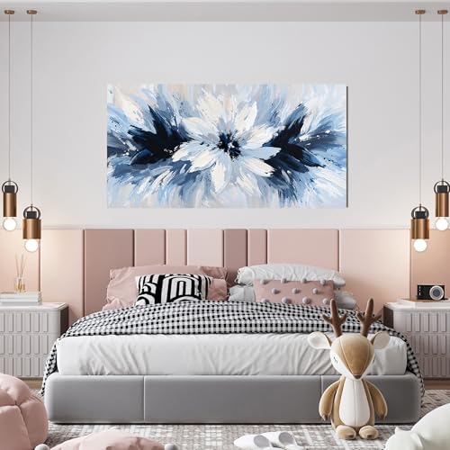 Abstract Canvas Wall Art Decor Blue White Flower Wall Art Prints 20" X 40"