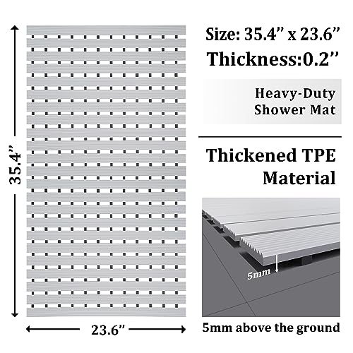 Rubber Shower Mat Non Slip Heavy Duty Large for Inside Shower
