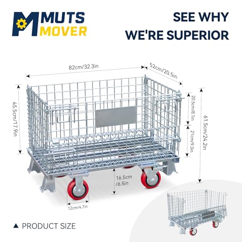 50 Gallon Folding Wire Laundry Cart with Wheels