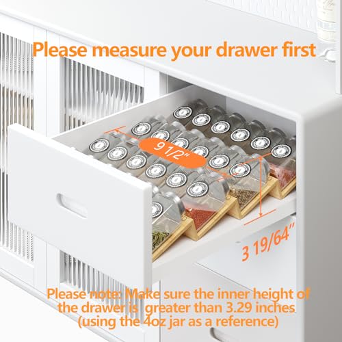 Bamboo Spice Drawer Organizer with Non (4 Count)