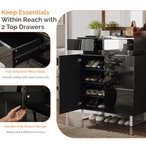 Black Shoe Cabinet with LED Lights