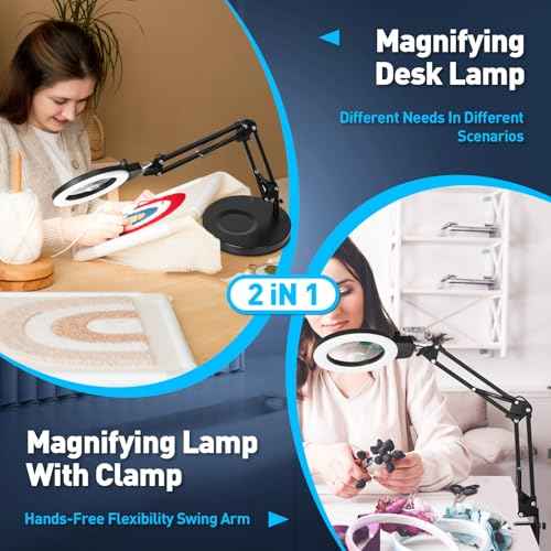 12X 30X Magnifying Glass with Light and Stand