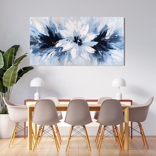 Abstract Canvas Wall Art Decor Blue White Flower Wall Art Prints 20" X 40"