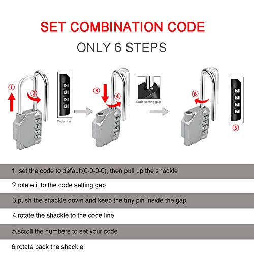 2 Pack disecu 2.6 Inch Long Shackle Combination Lock (2 Count)