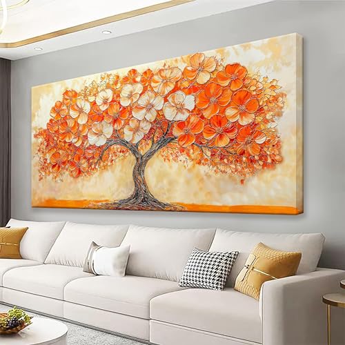 Canvas Art Wall Decor Orange Tree Abstract Wall Art For Living Room Picture Modern Landscape Abstract Art Painting Home Wall Decor 24" X 48" Bedroom Office Artwork