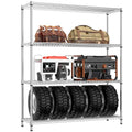 3400 LBS Garage Shelving Wide Storage Shelves 4 Tier Metal Shelves Heavy Duty Adjustable Utility Shelf Rack Chrome 17.7" D x 59.1" W x 70.4" H (4 Count)