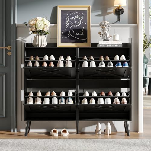 Large Shoe Storage Cabinet with 4 Flip Drawers
