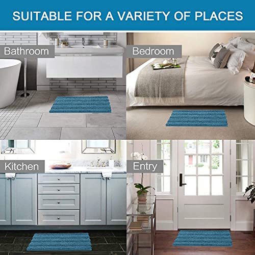Bathroom Rugs Bath Rugs for Bathroom Non Slip Bath Mats Extra Thick Chenille Striped Rug 17" x 24" Absorbent Soft Shaggy Washable Dry Fast Bath Mats for Bath Room Floor