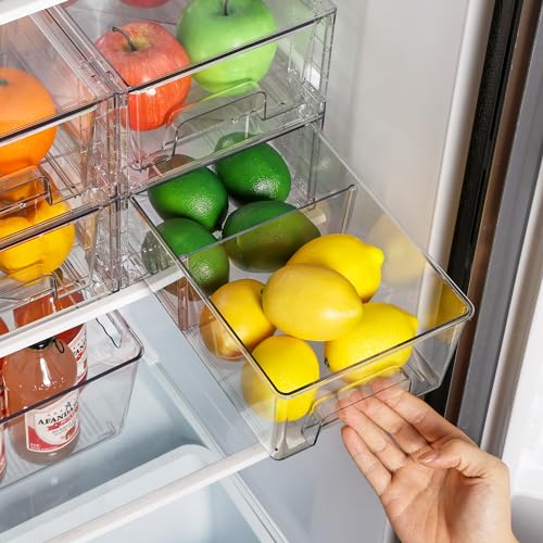 4 Pack Stackable Clear Drawer with Dividers (4 Count)
