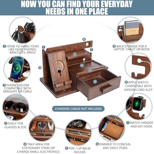 Wood Phone Docking Station with Drawer
