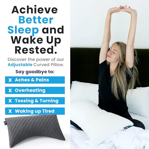 Adjustable Curved Pillows for Neck and Shoulder Support with Extra Shredded Fill