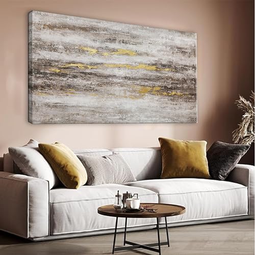 Brown Grey Abstract Canvas Wall Art Decor For Living Room