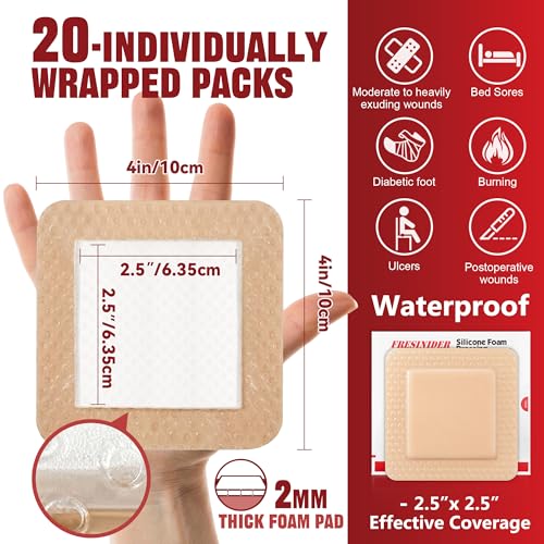 Silicone Foam Dressing with Adhesive Border (20 Count)